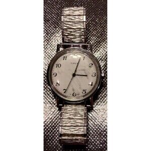 TIMEX VINTAGE MEN'S WATCH (WIND UP) NO BATTERY FLEX SILVER TONE BAND